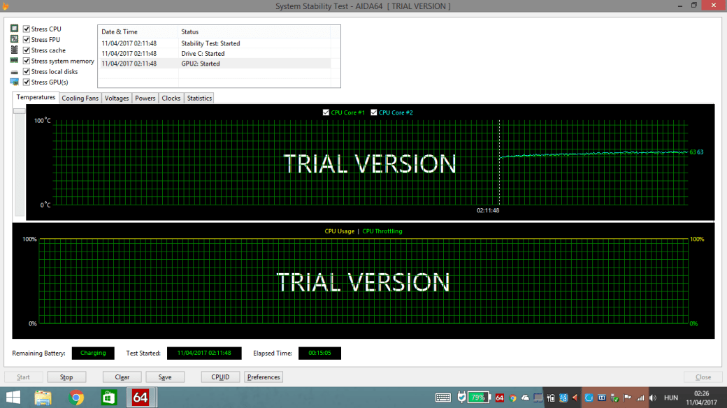 AIDA64 hűtés nélkül