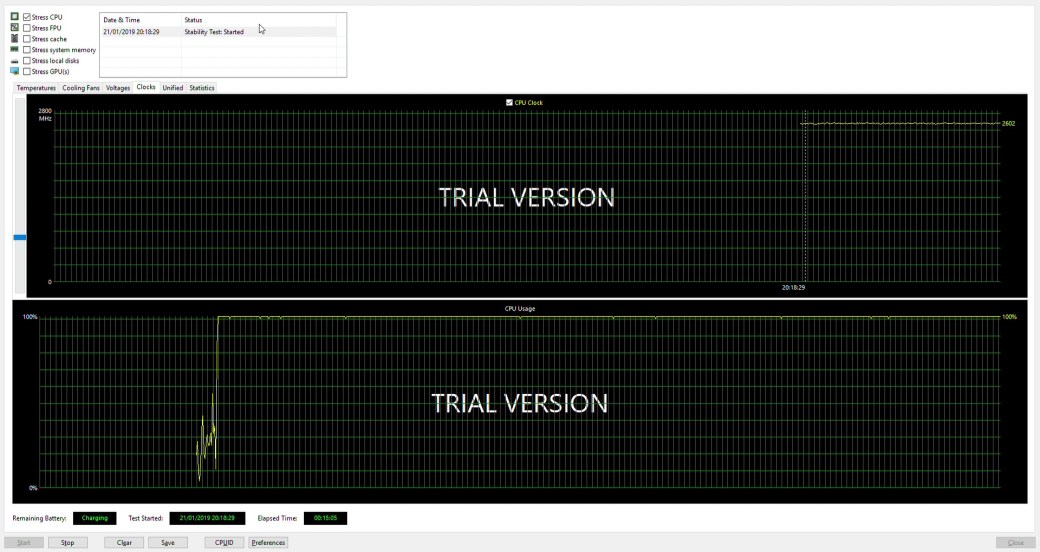 System Stability Test - AIDA64  [ TRIAL VERSION ]